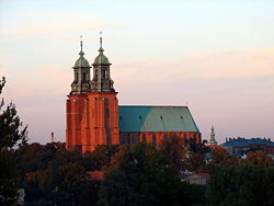Gniezno. View of metropolitan cathedral and church of St John the Baptist.JPG