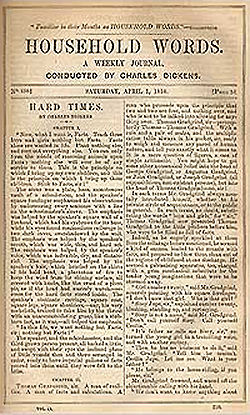 Première page de Household Words du 1er avril 1854 avec les premiers chapitres du roman.