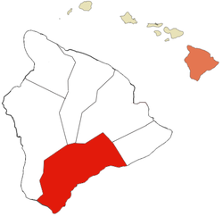 Carte de localisation du district de Kaʻū.