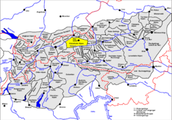 Carte de localisation des Alpes de Kitzbühel.