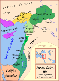Royaume de Jérusalem et États vassaux en 1135