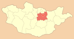 Töv Aïmag sur une carte de la Mongolie