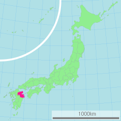 Carte du Japon avec la Préfecture d'Ōita mise en évidence