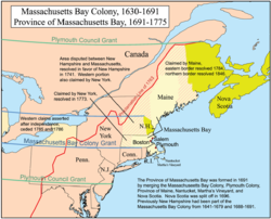 Carte de la colonie de la baie du Massachusetts