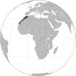 La zone hachurée sur la carte désigne le Sahara occidental, revendiqué et majoritairement contrôlé par le Maroc,mais dont la souveraineté n'est pas reconnue à l'ONU.