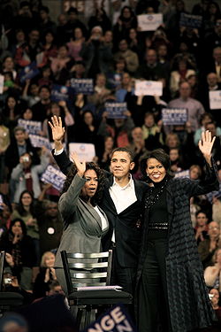  Winfrey joint Barack Obama et Michelle Obama sur la campagne électorale (10 décembre 2007)