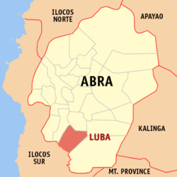 Localisation de Luba (en rouge) dans la province d'Abra.