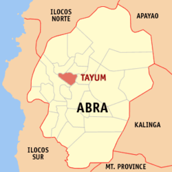 Localisation de Tayum (en rouge) dans la province d'Abra.