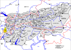 Carte de localisation de la chaîne de l'Oberhalbstein.