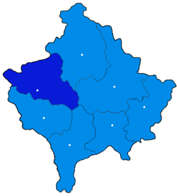 Situation du district de Peć au Kosovo