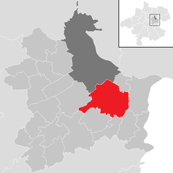Localisation de Sankt Florian (en rouge) dans le district de Linz-Land.