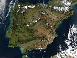 Image satellite de localisation de la Sierra Nevada.