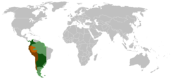 La Vice-royauté du Pérou en 1650 et 1816 (territoires conquis en vert ou marron obscur et territoires peu explorés ou de jure en vert ou marron pâle)