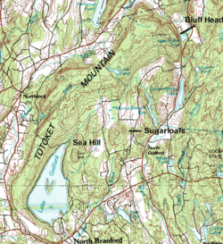 Carte de Totoket Mountain par l'United States Geological Survey