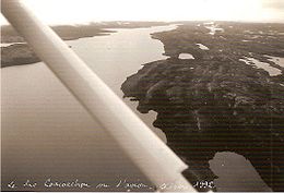 Vue aérienne d'un partie du lac Coacoachou en octobre 1992.
