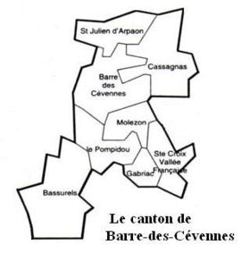 Localisation du Canton de Barre-des-Cévennes