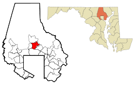 Baltimore County Maryland Incorporated and Unincorporated areas Lutherville-Timonium Highlighted.svg