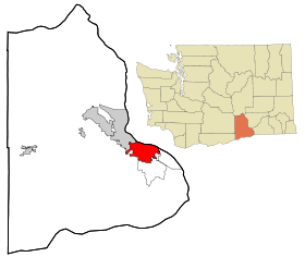 Benton County Washington Incorporated and Unincorporated areas Kennewick Highlighted.svg