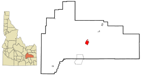Bingham County Idaho Incorporated and Unincorporated areas Blackfoot Highlighted.svg