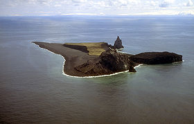 Vue aérienne de l'île Bogoslof