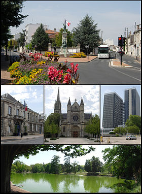 Place du Monument, mairie, église Saint-Amand, cité administrative et parc bordelais.