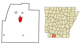 Columbia County Arkansas Incorporated and Unincorporated areas Magnolia Highlighted.svg