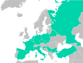 Euro volley women 2007-participating countries.svg