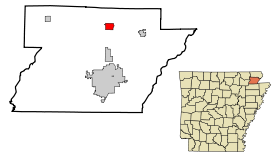 Greene County Arkansas Incorporated and Unincorporated areas Lafe Highlighted.svg