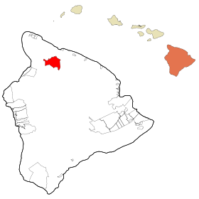 Hawaii County Hawaii Incorporated and Unincorporated areas Waimea Highlighted.svg