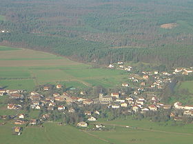 Vue aérienne du centre du village