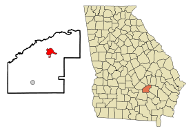 Jeff Davis County Georgia Incorporated and Unincorporated areas Hazlehurst Highlighted.svg