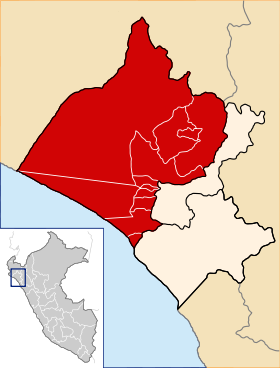 Location of the province Lambayeque in Lambayeque.svg