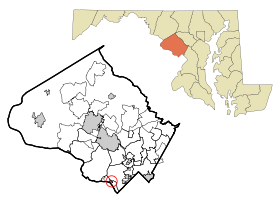 Montgomery County Maryland Incorporated and Unincorporated areas Glen Echo Highlighted.svg