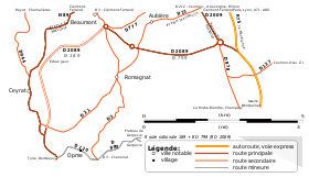 Carte de la route nationale 189