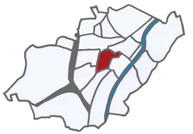 alt=Position du quartier dans la commune d'Anderlecht  (en rouge)