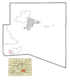 Pueblo County Colorado Incorporated and Unincorporated areas Rye Highlighted.svg