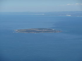 Robben Island vue depuis la montagne de la Table.