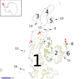 Cartographie et localisation  Le numéro 9 désigne l’île Andersson