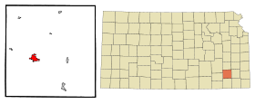Wilson County Kansas Incorporated and Unincorporated areas Fredonia Highlighted.svg