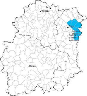 Situation du canton de Saint-Germain-lès-Corbeil dans le département Essonne