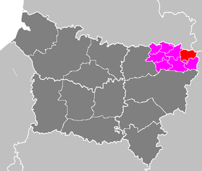 Situation du canton de Hirson dans le département Aisne