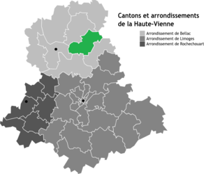 Situation du canton de Châteauponsac dans le département Haute-Vienne