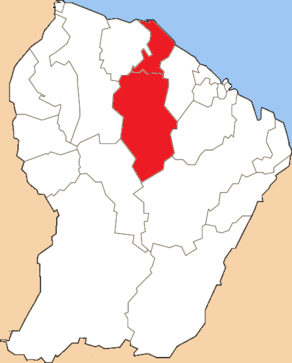 Situation du canton de Sinnamary dans le département Guyane