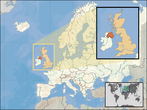 Localisation de l'Irlande du Nord en Europe