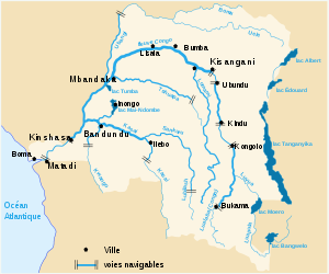 Carte du cours et du bassin du Congo.
