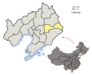 Localisation de la préfecture de Benxi (en jaune)