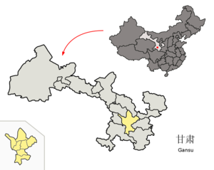 Localisation de la préfecture de Dingxi (en jaune)