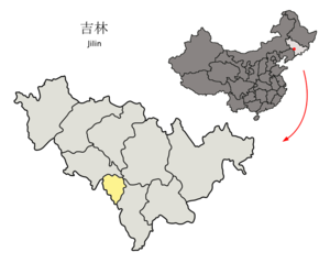 Localisation de la préfecture de Liaoyuan (en jaune)
