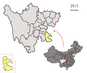 Localisation de la ville de Luzhou et de sa préfecture (en jaune)