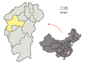 Localisation de la préfecture de Yichun (en jaune)